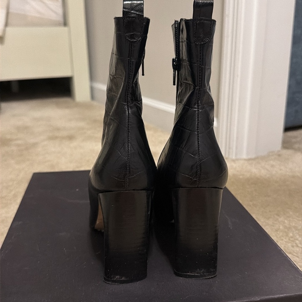 Miista Black Croc-Embossed Leather Booties - Picture 5 of 6